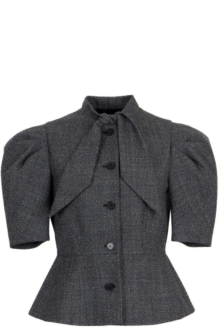 CHRISTIAN DIOR 2024 Short Sleeve Bow Jacket Wool Grey