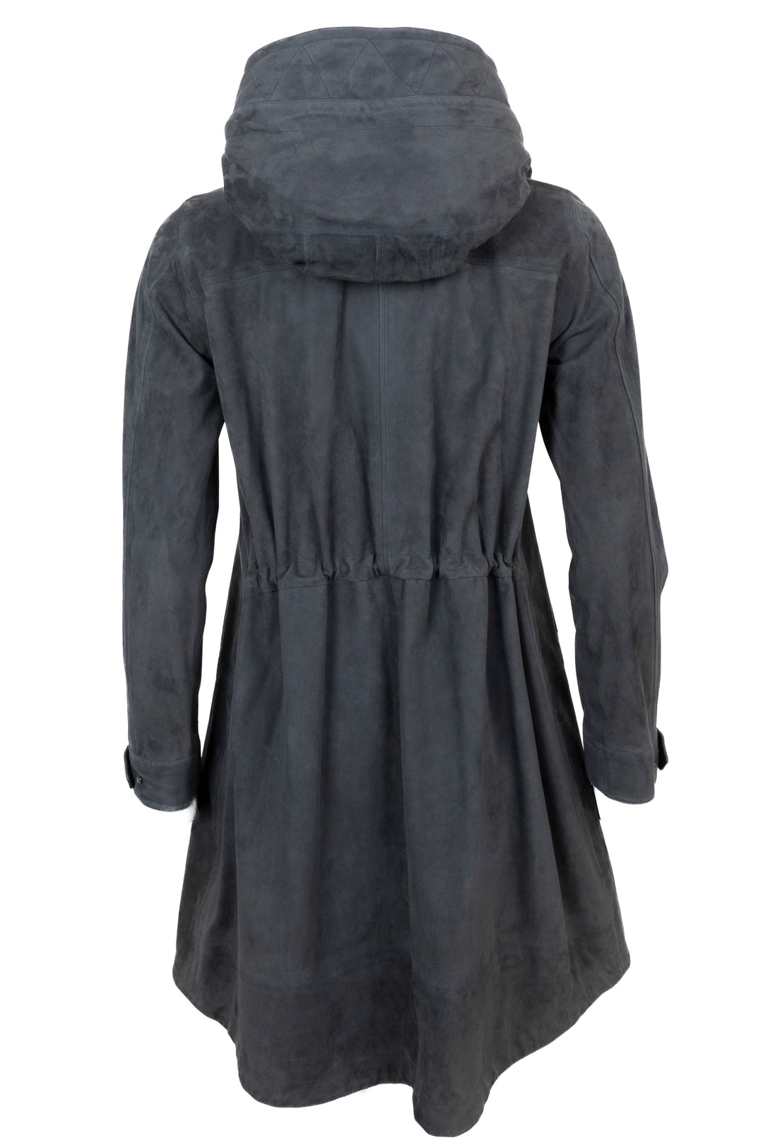 Manteau à capuche en daim gris LORO PIANA