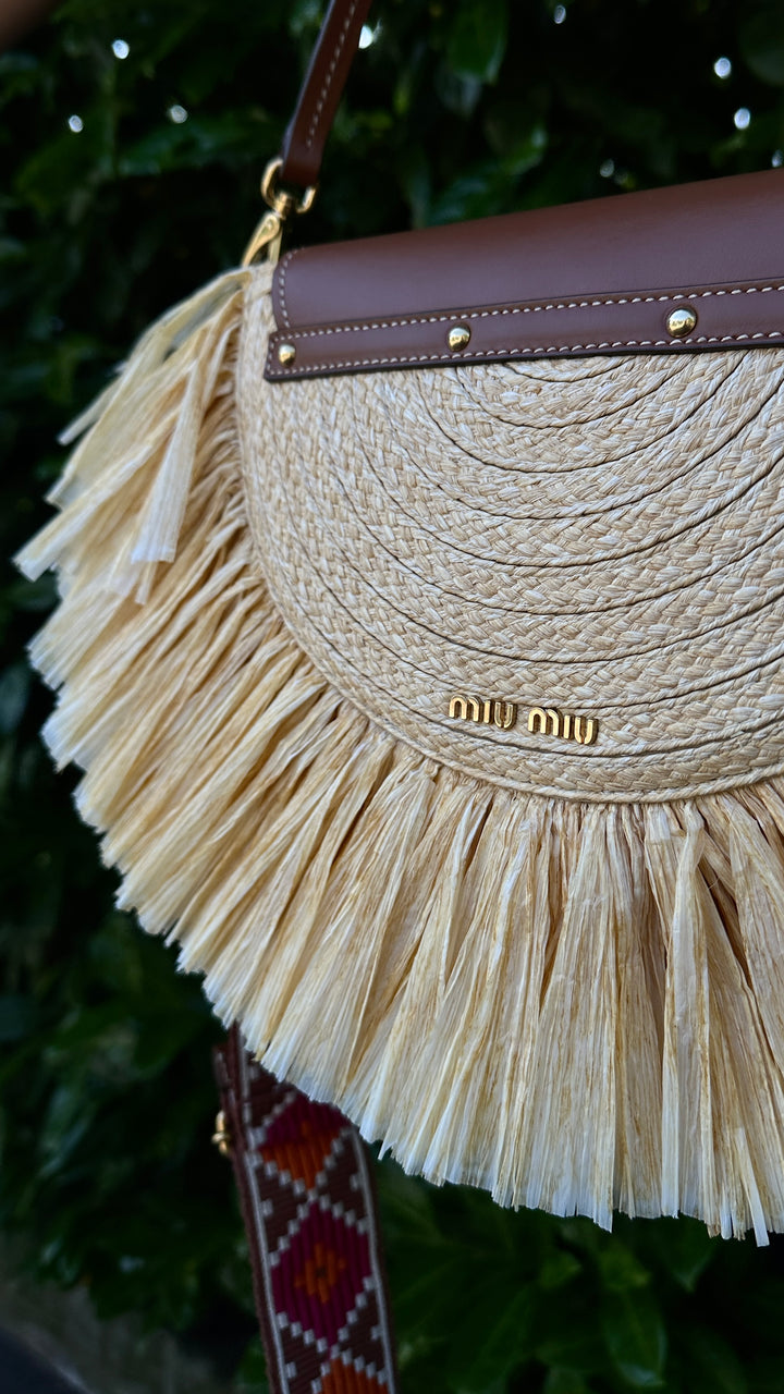 MIUMIU On The Coast Raffia Fringe Bag