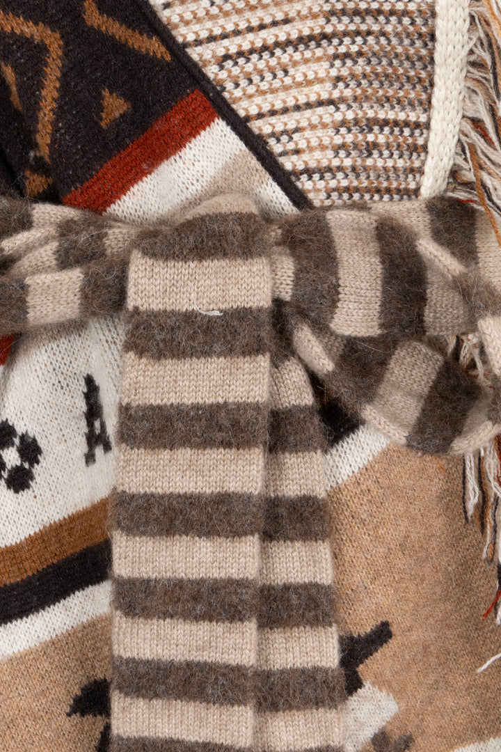 ALANUI Icon Lama Print Cardigan Cashmere Brown