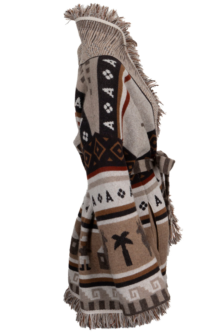 ALANUI Icon Lama Print Cardigan Cashmere Brown