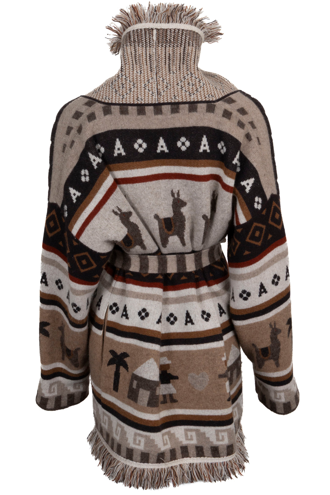 ALANUI Icon Lama Print Cardigan Cashmere Brown