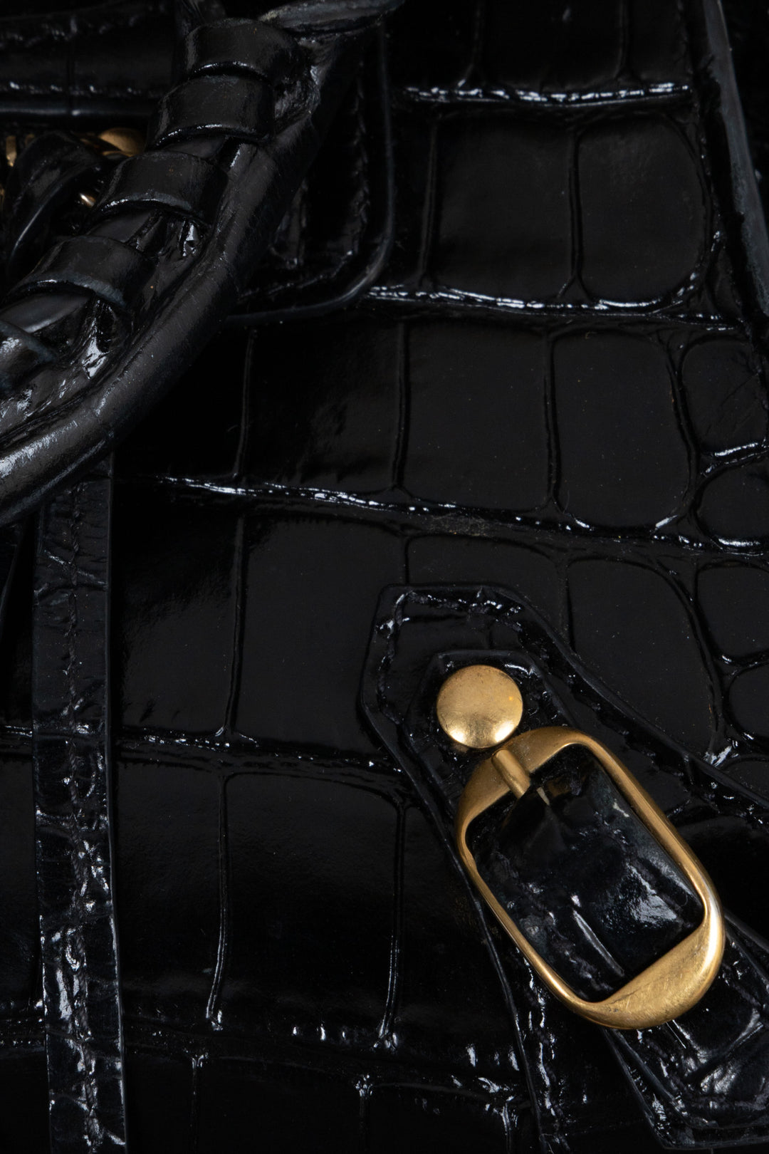 BALENCIAGA Mini Neo City Bag Croco Embossed Black