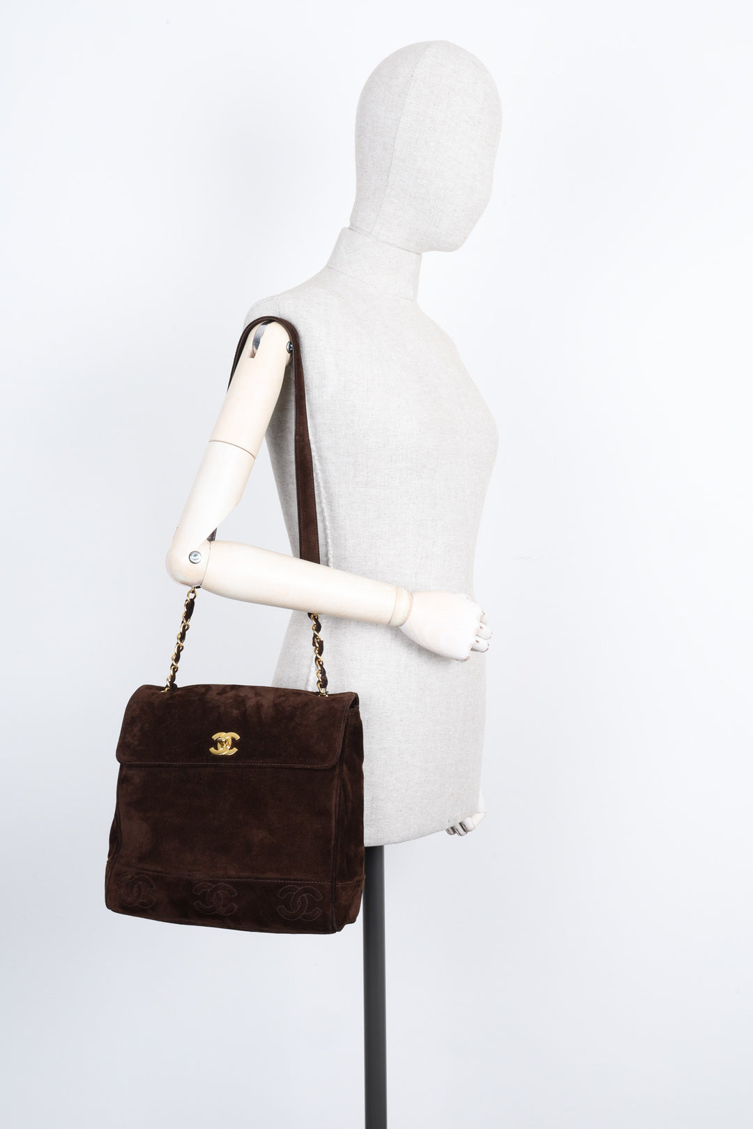 CHANEL Vintage Flap Bag Suede Brown