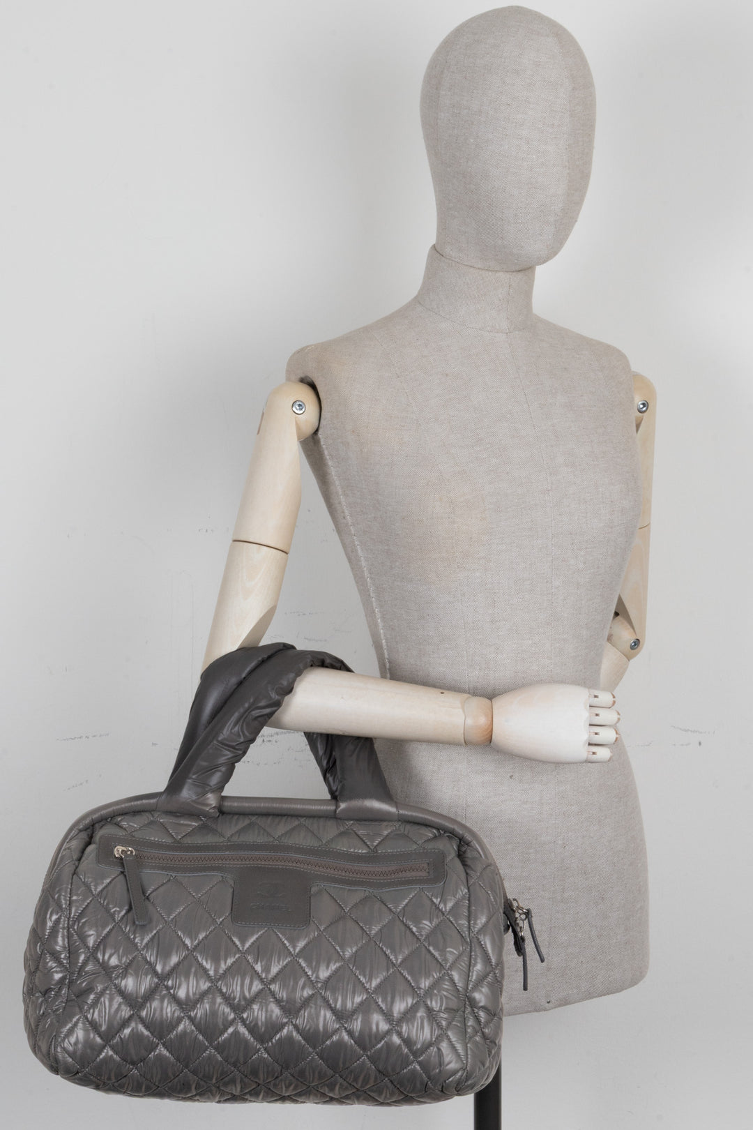 CHANEL Coco Cocoon Bowling Bag Nylon Grey