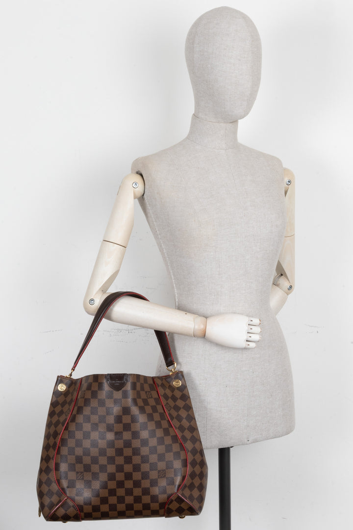 LOUIS VUITTON Caissa Hobo Bag Canvas Damier Ebene