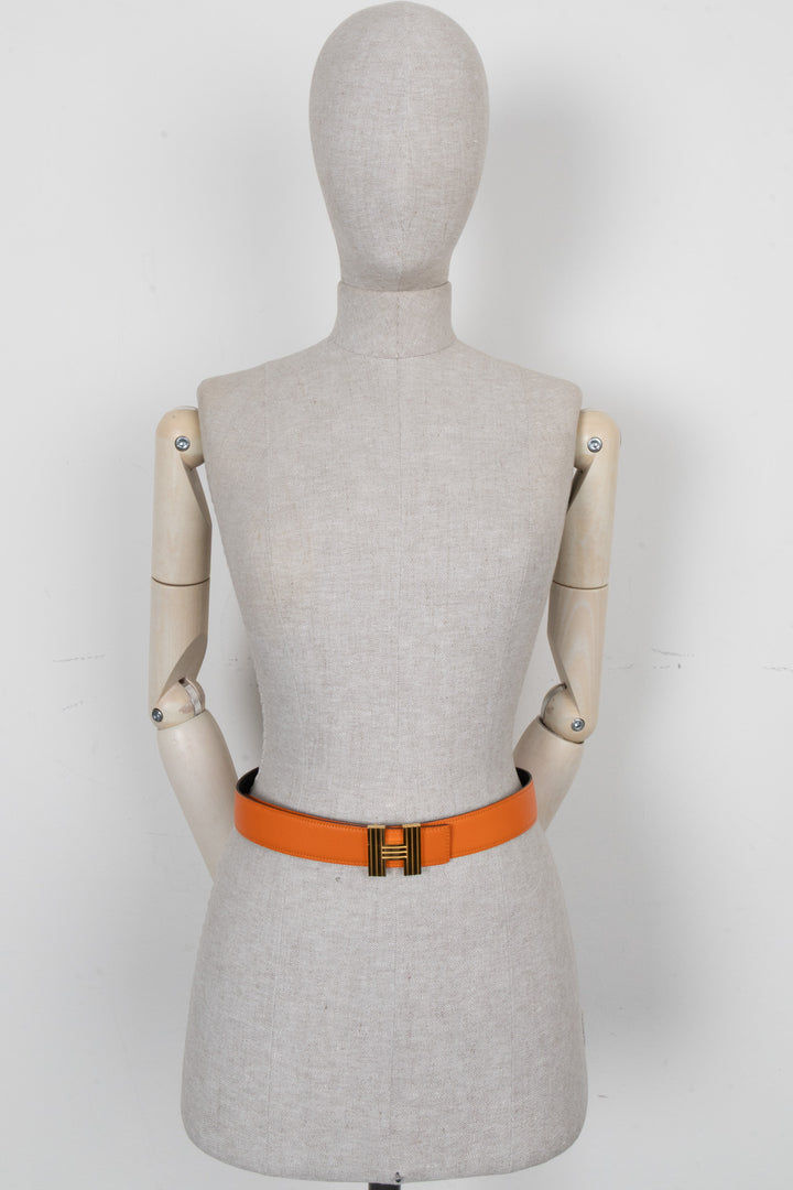 HERMÈS H Belt Orange Green