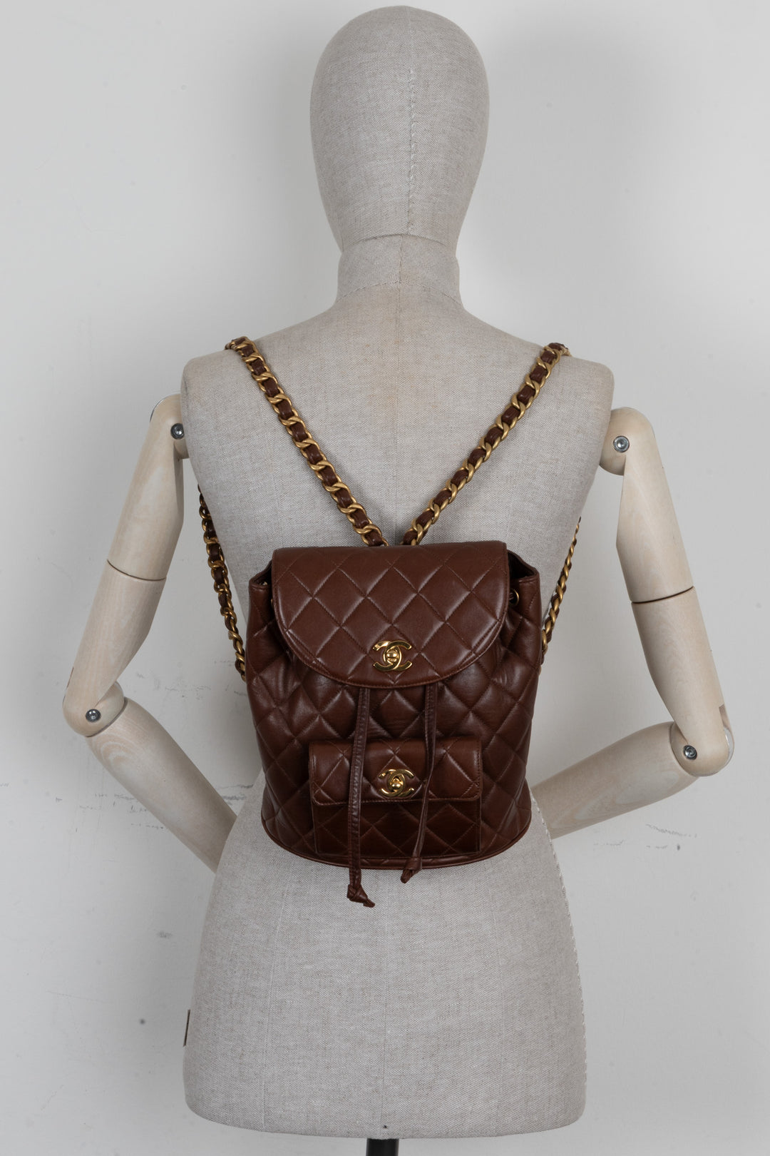 CHANEL Vintage Duma Backpack Lambskin Brown