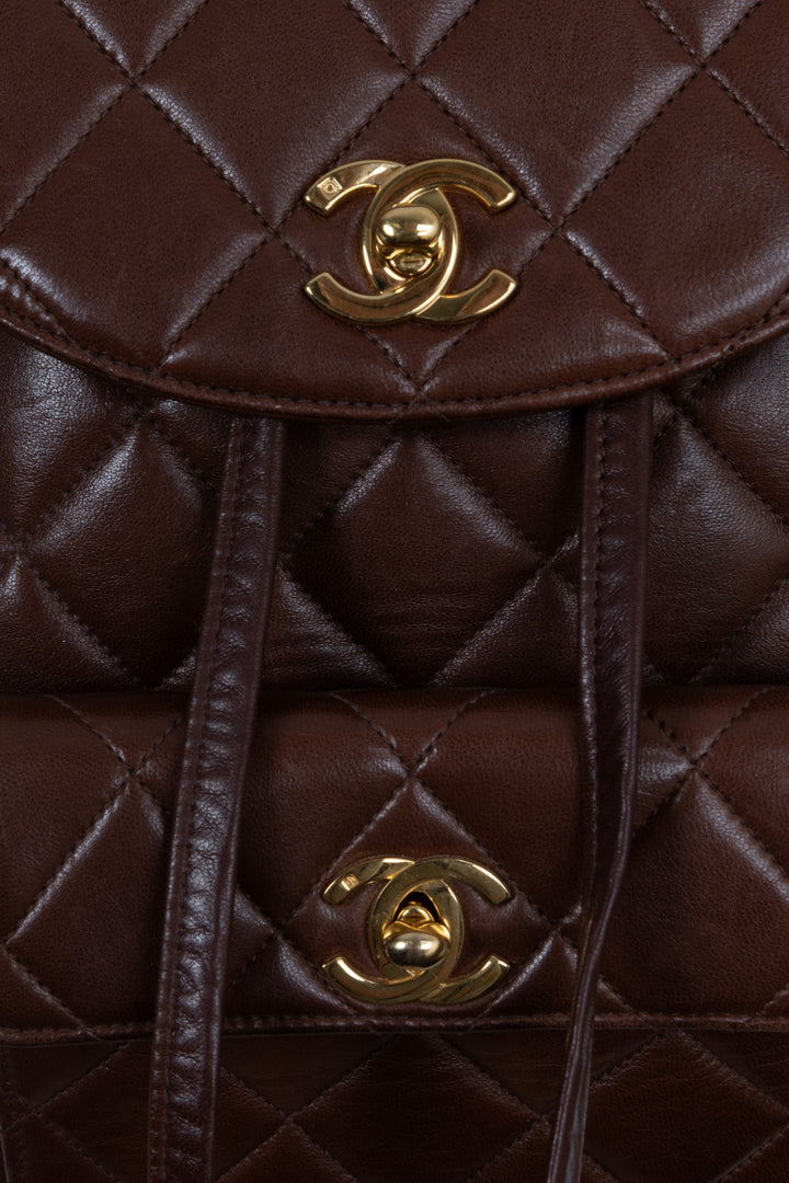 CHANEL Vintage Duma Backpack Lambskin Brown
