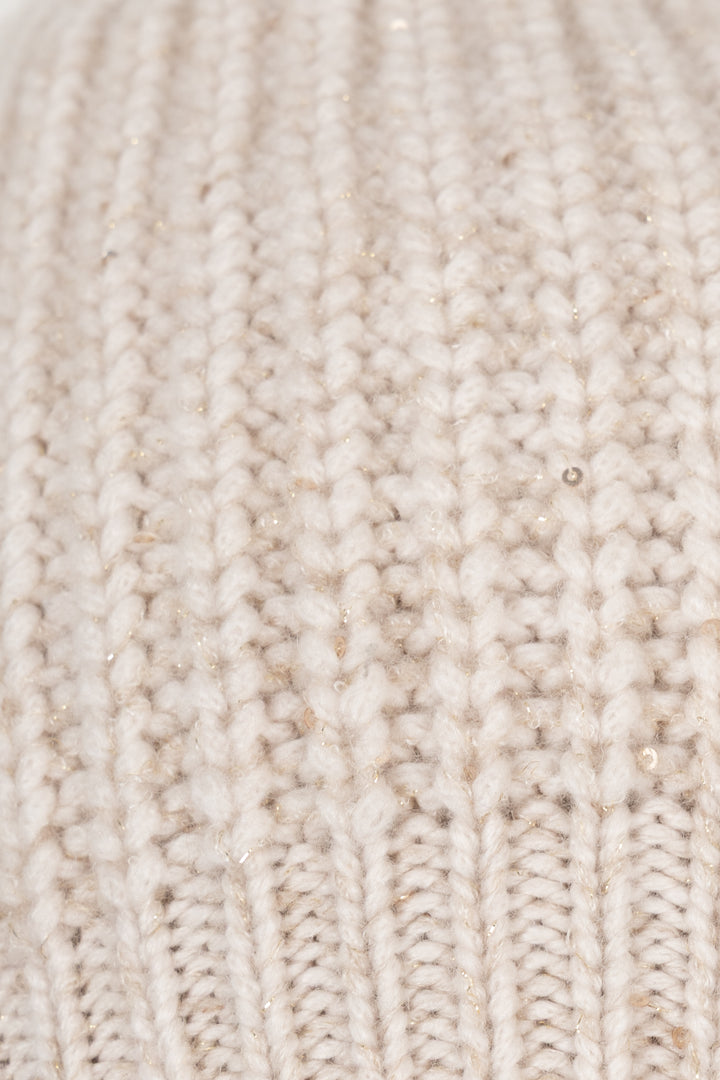 BRUNELLO CUCINELLI Sequin Knit Beanie White