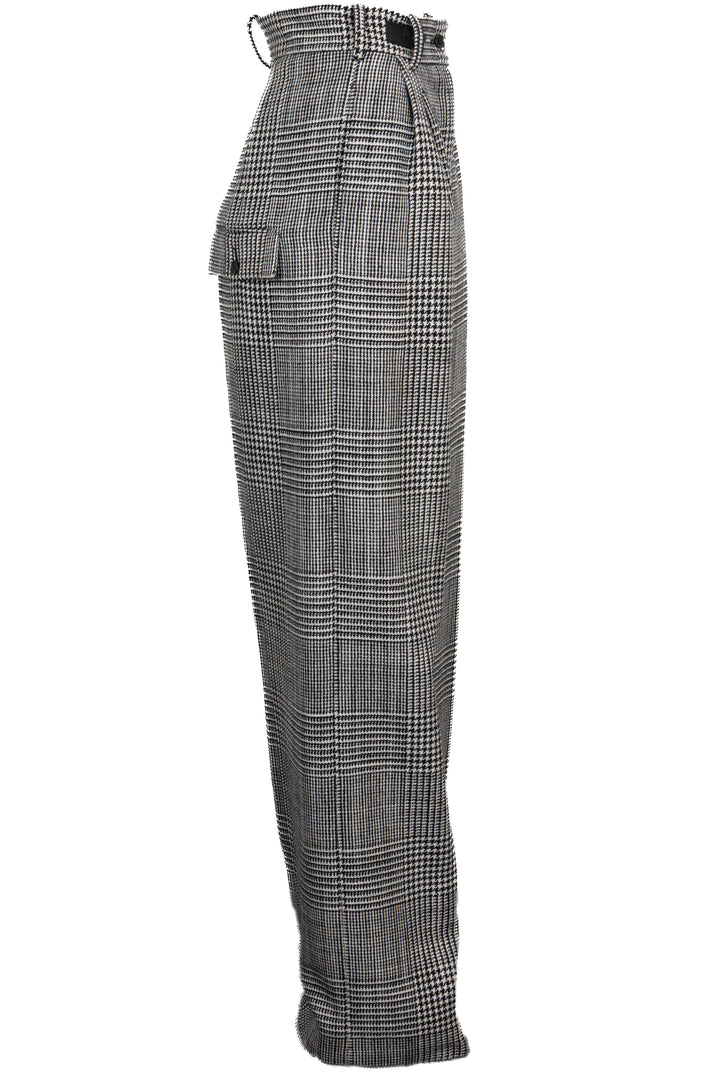 TOM FORD Pantalon plissé à carreaux pied-de-poule en laine noir