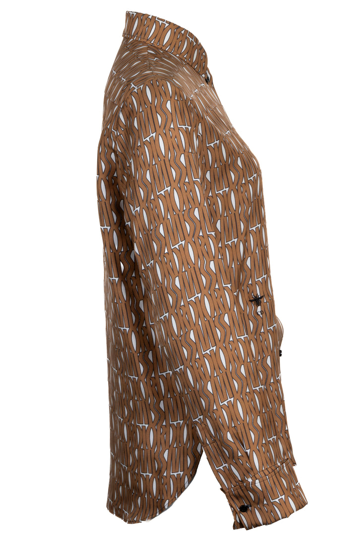 CHRISTIAN DIOR Miss Dior Chemise Imprimée Soie Marron