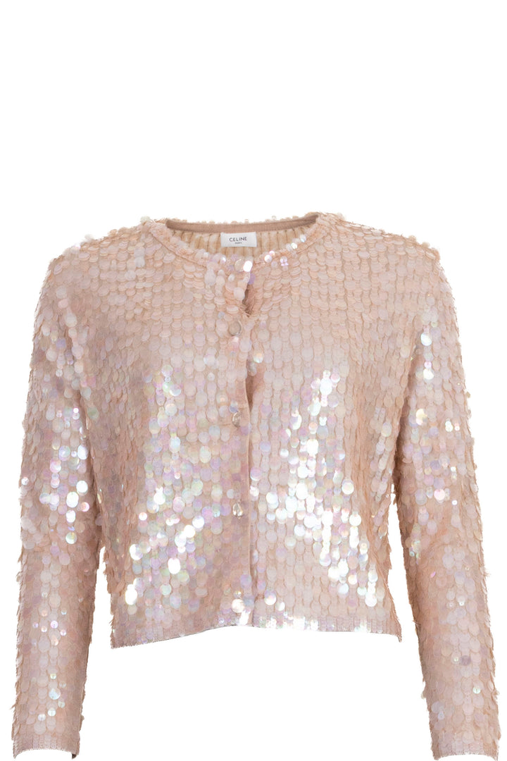 Cardigan CELINE orné de sequins Rose