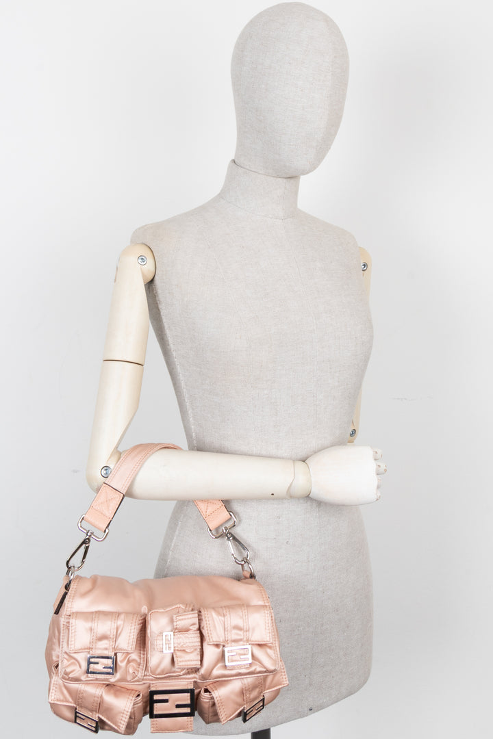 FENDI Multipocket Baguette Bag in Baby Pink Nylon