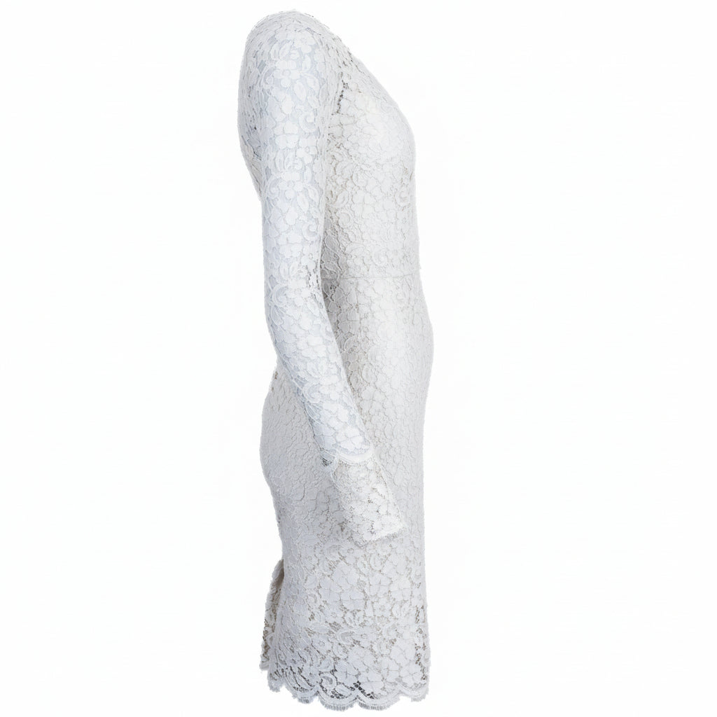 DOLCE & GABBANA Robe en dentelle Coton Blanc cassé