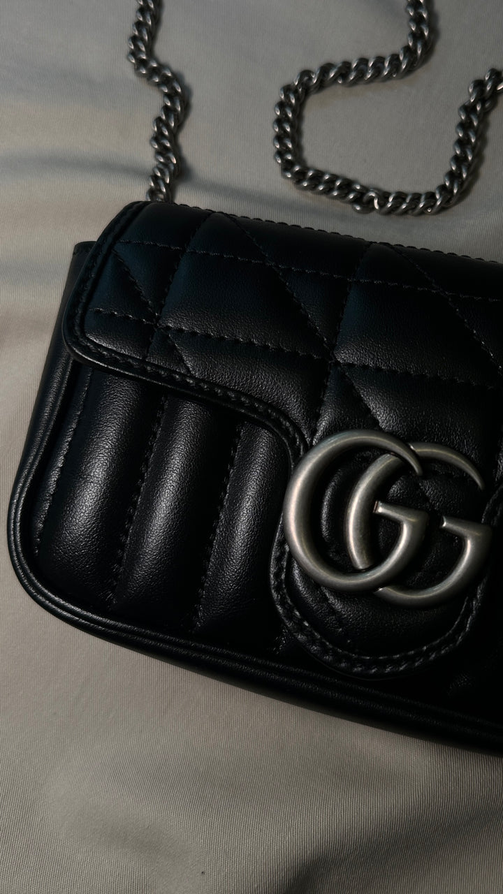 GUCCI Mini Quilted Marmont Camera Bag Black