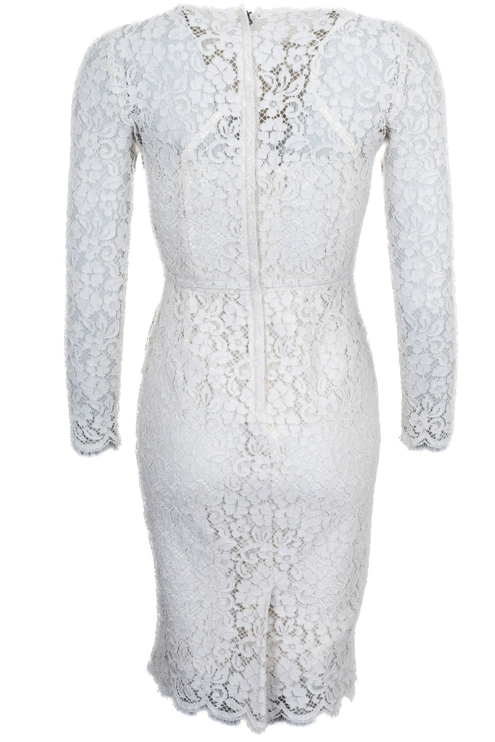 DOLCE & GABBANA Robe en dentelle Coton Blanc cassé