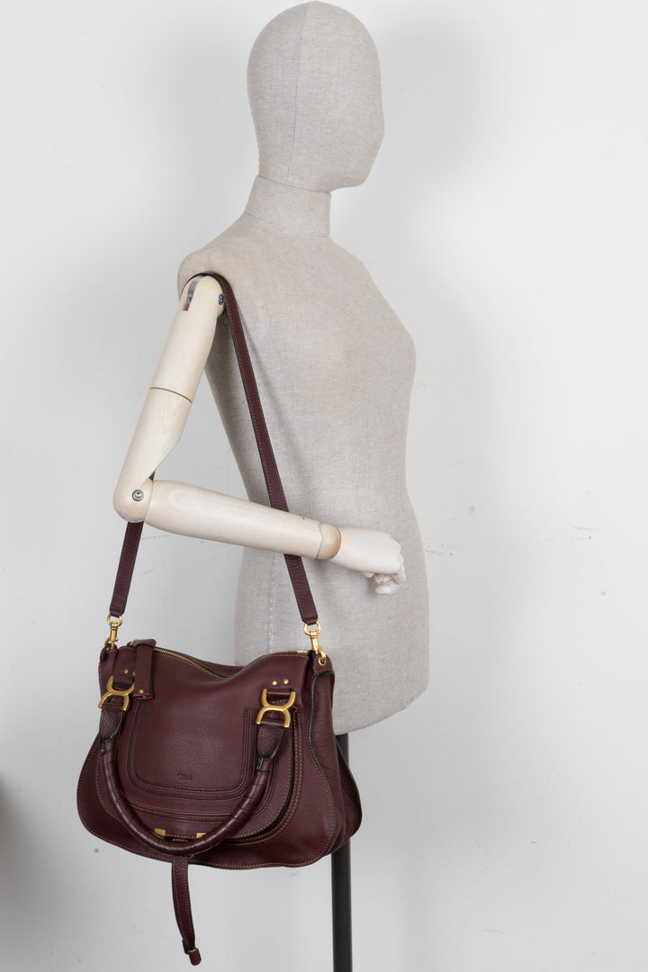 CHLOÉ Marcie Double Carry Medium Bag Bourgogne