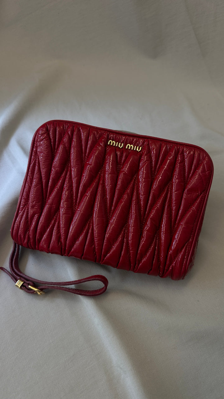 MIU MIU Quilted Clutch Patent Red