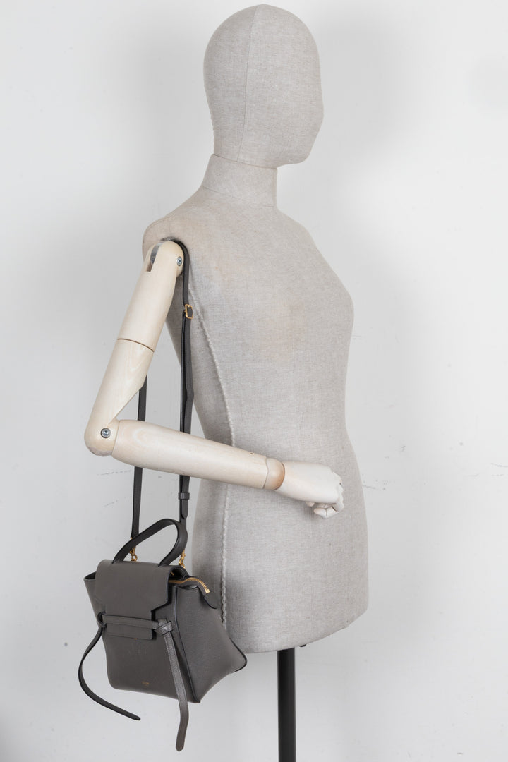 CELINE Belt Bag Nano Cuir Gris