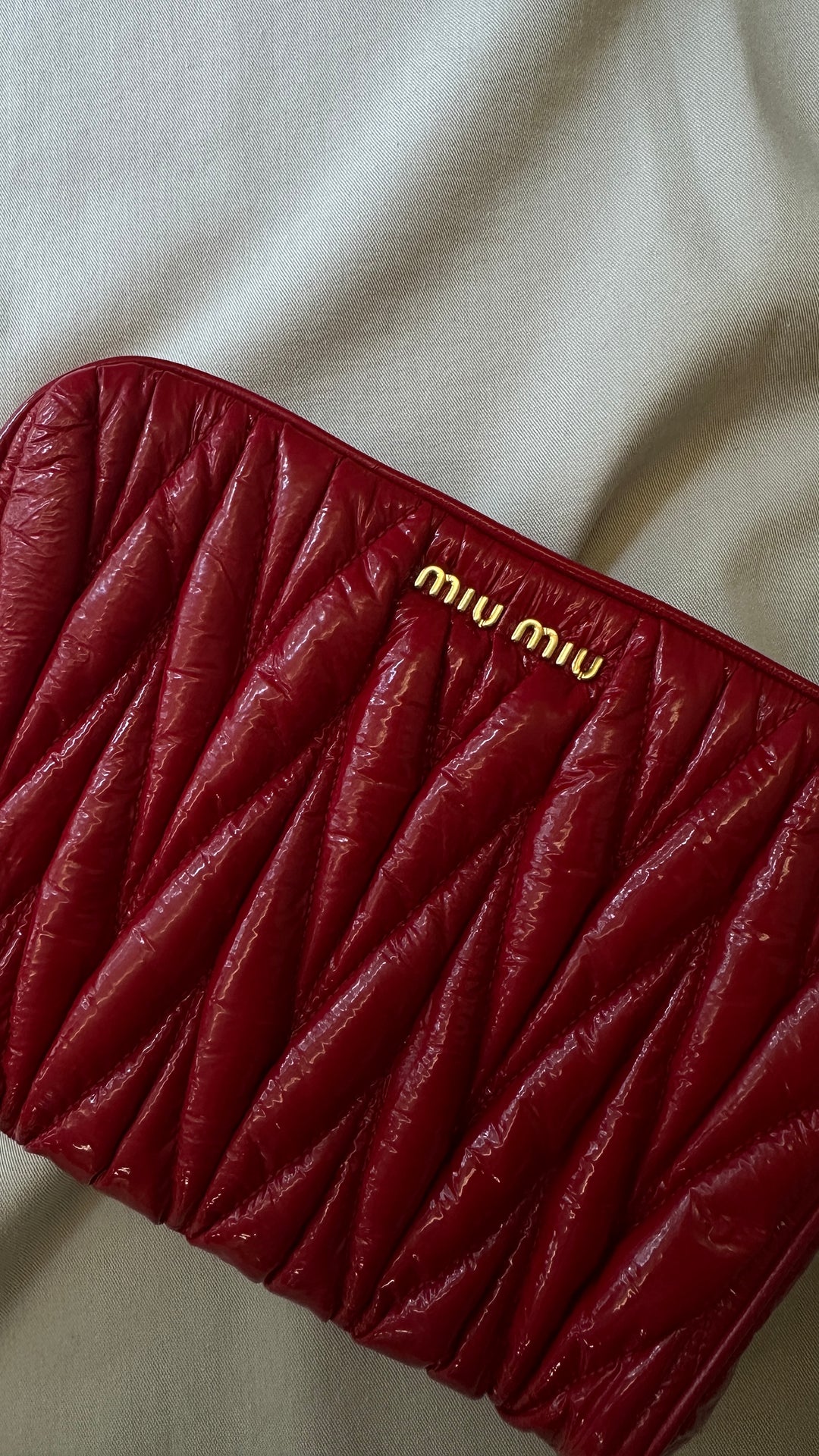MIU MIU Quilted Clutch Patent Red