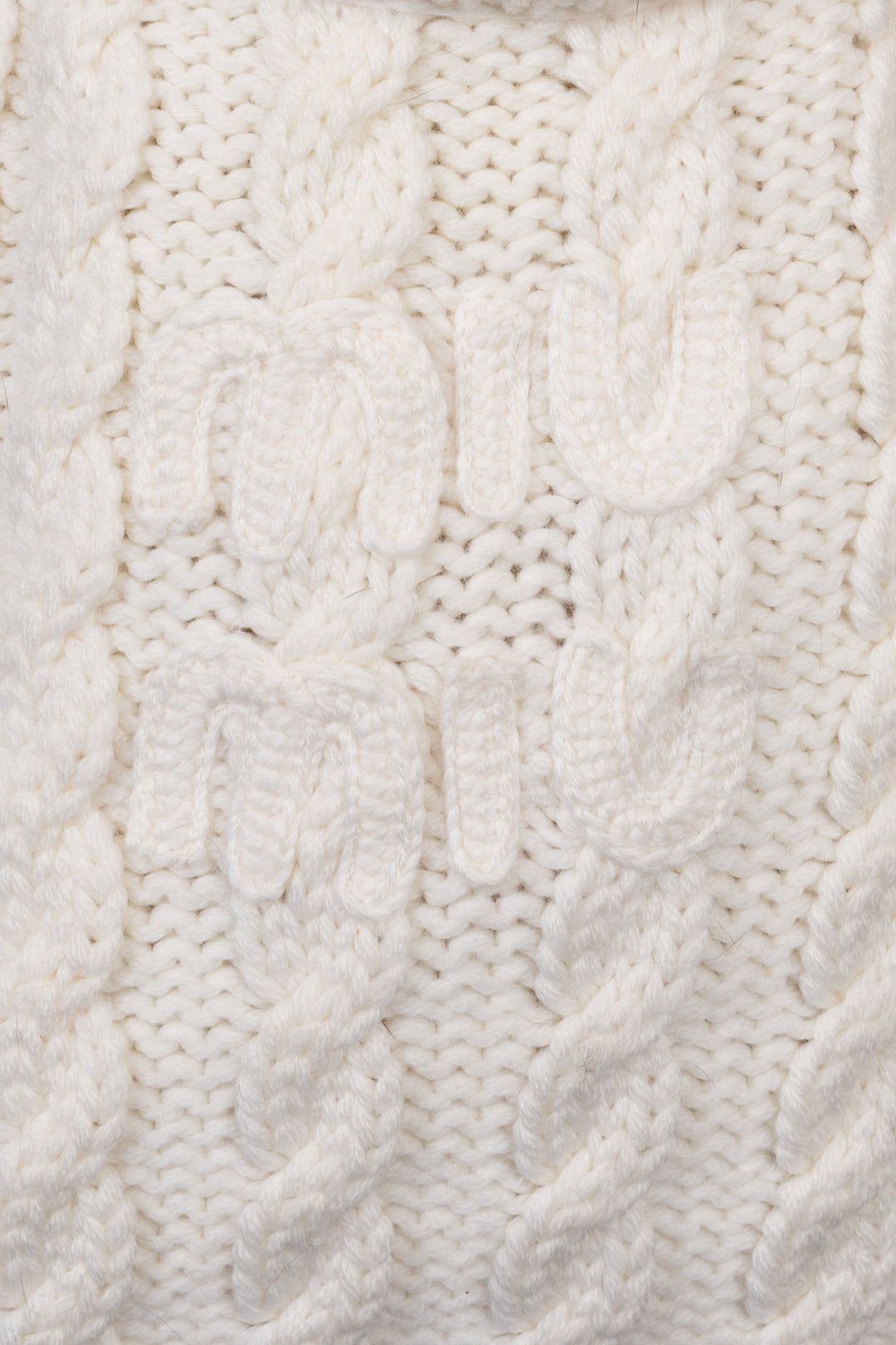 MIU MIU Cashmere Cable Knit Tote White