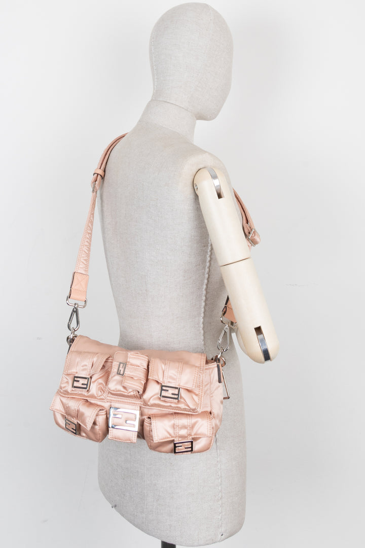 FENDI Multipocket Baguette Bag in Baby Pink Nylon