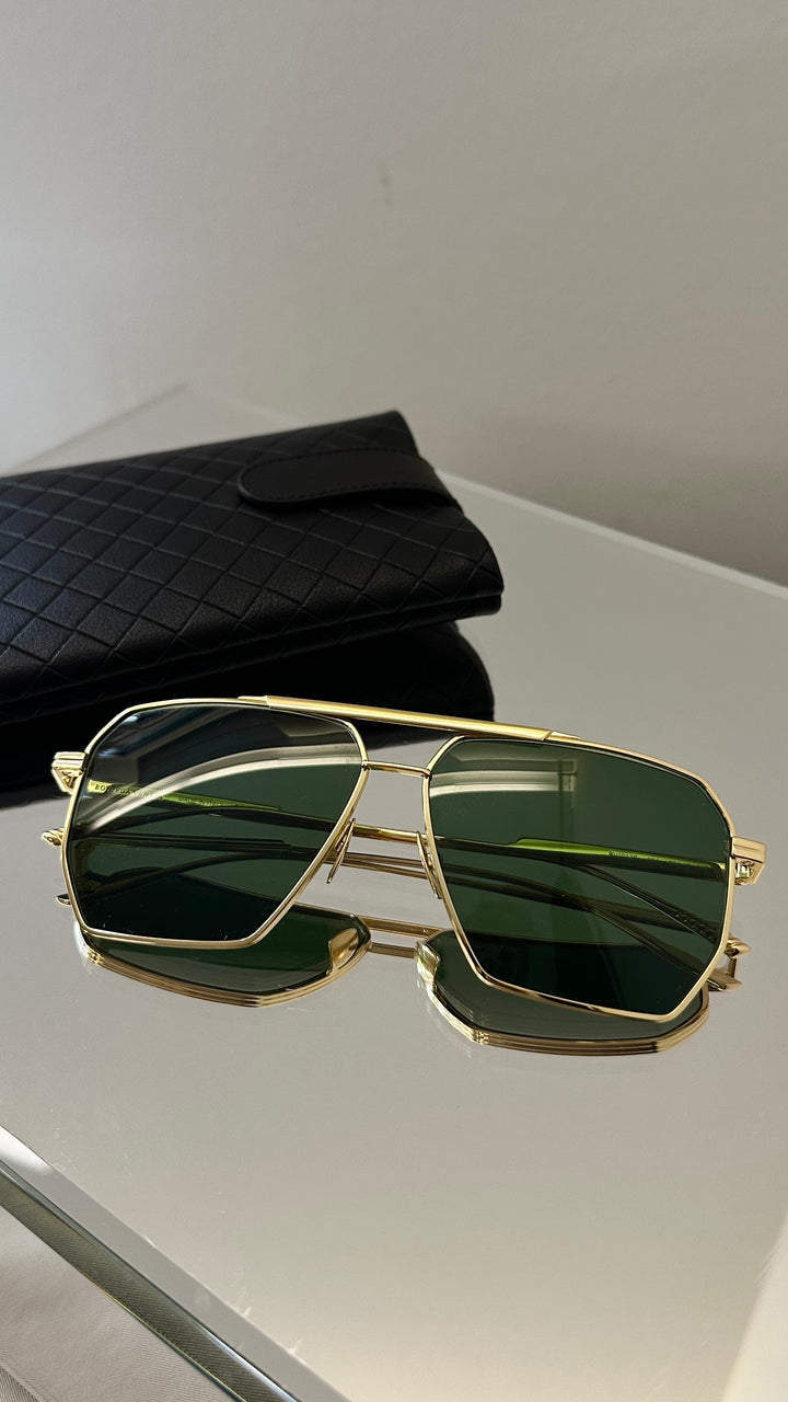BOTTEGA VENETA Sunglasses BV1012S Gold Green Lens