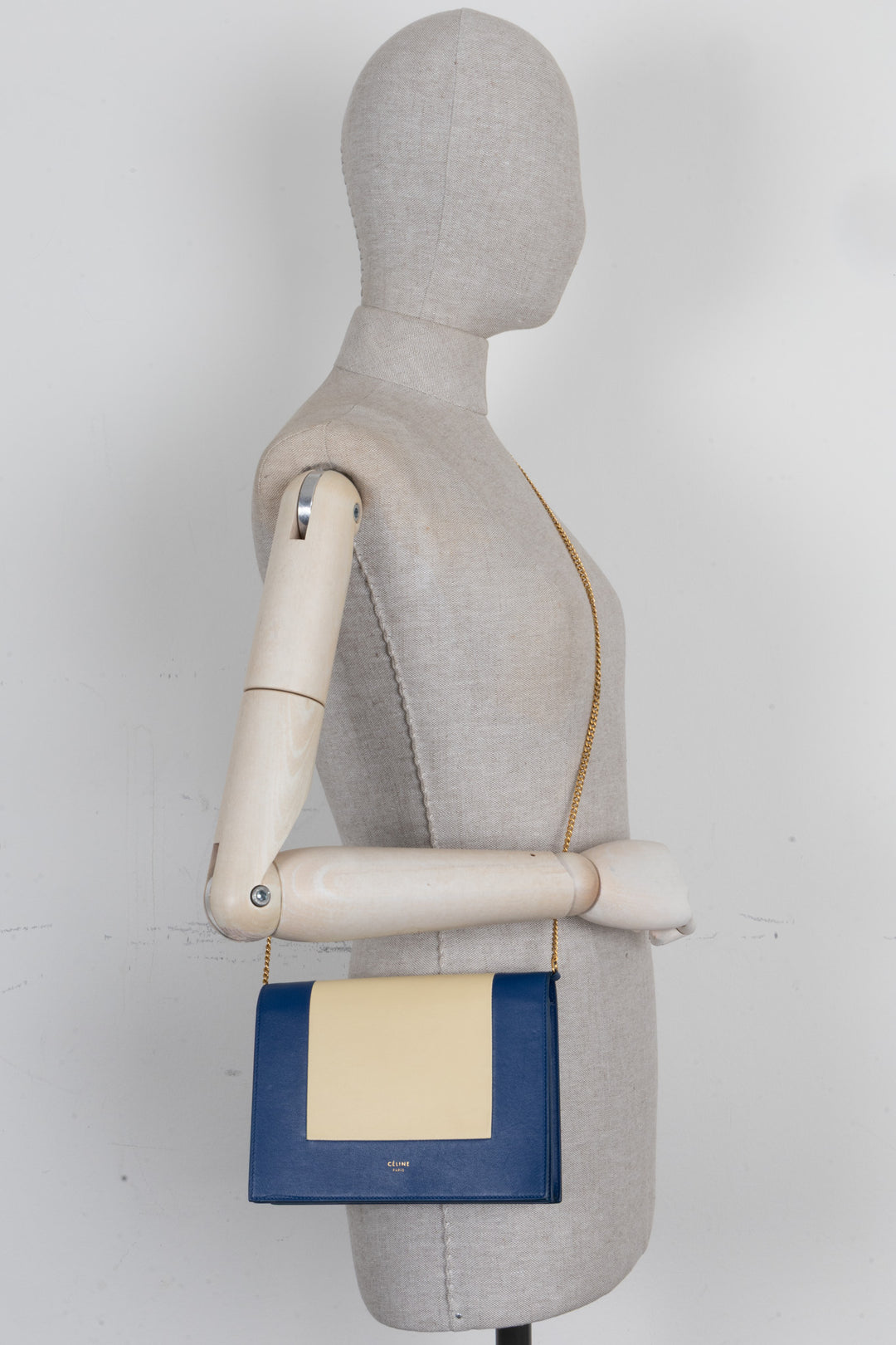 CELINE Frame Clutch Leather Cream