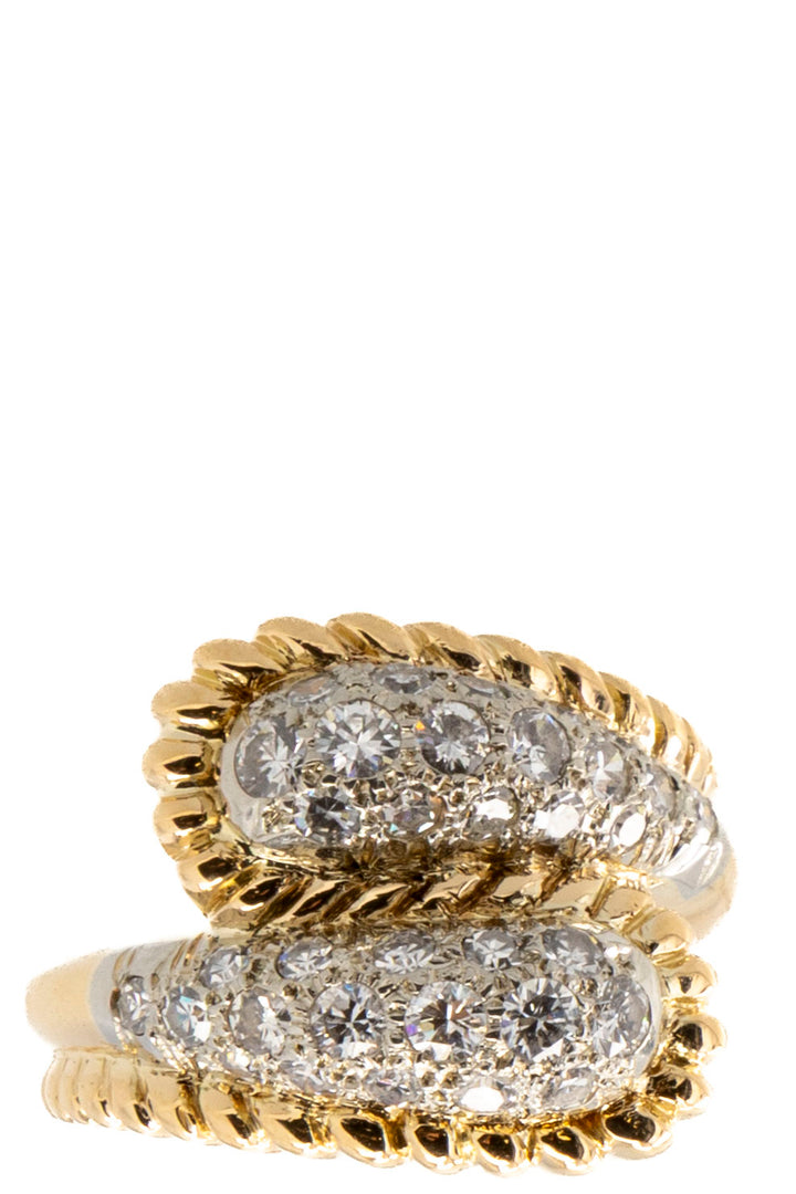 VINTAGE JEWELRY Rope Ring 18k Yellow Gold Diamonds
