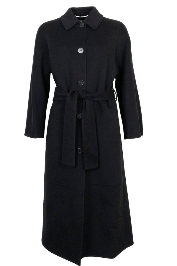 Manteau Hermès ceinturé en cachemire noir