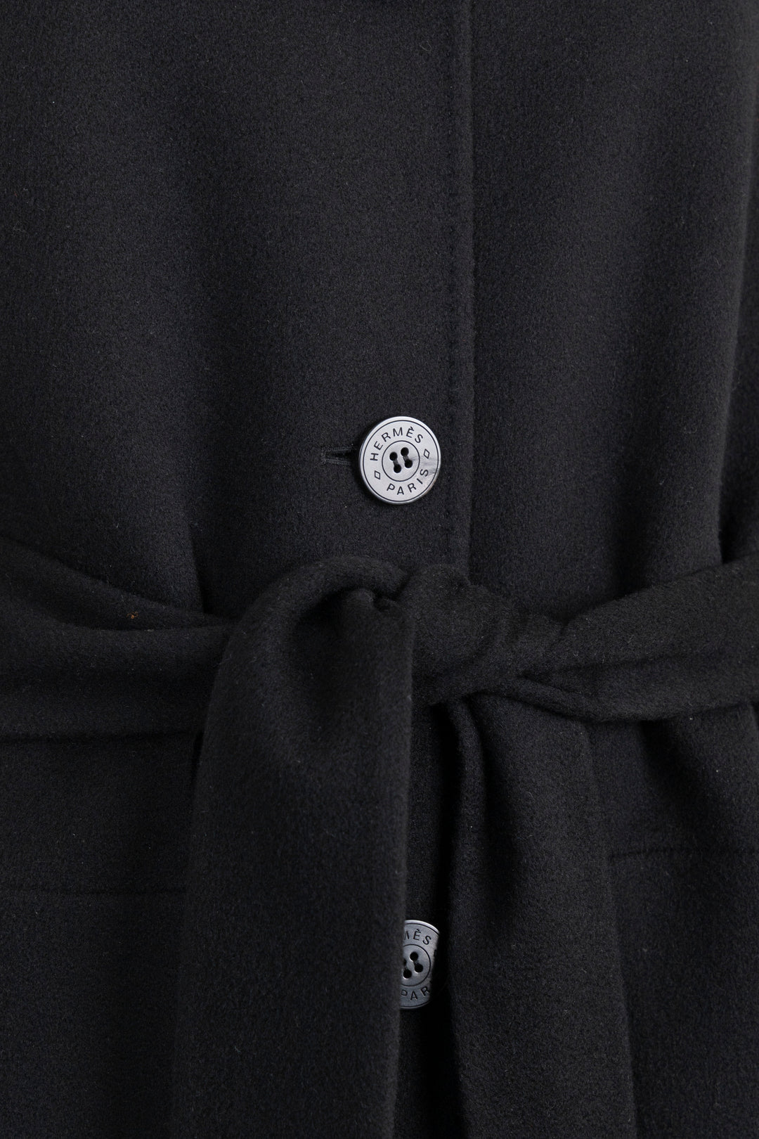 HERMÈS Belted Coat, Cashmere, Black