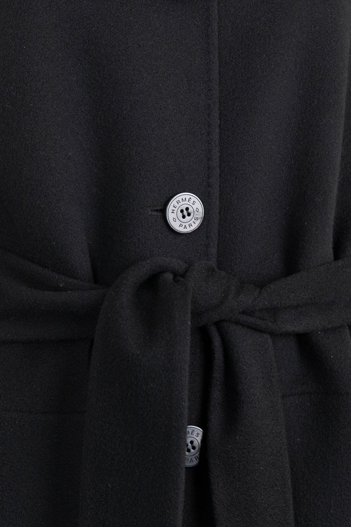 HERMÈS Belted Coat, Cashmere, Black