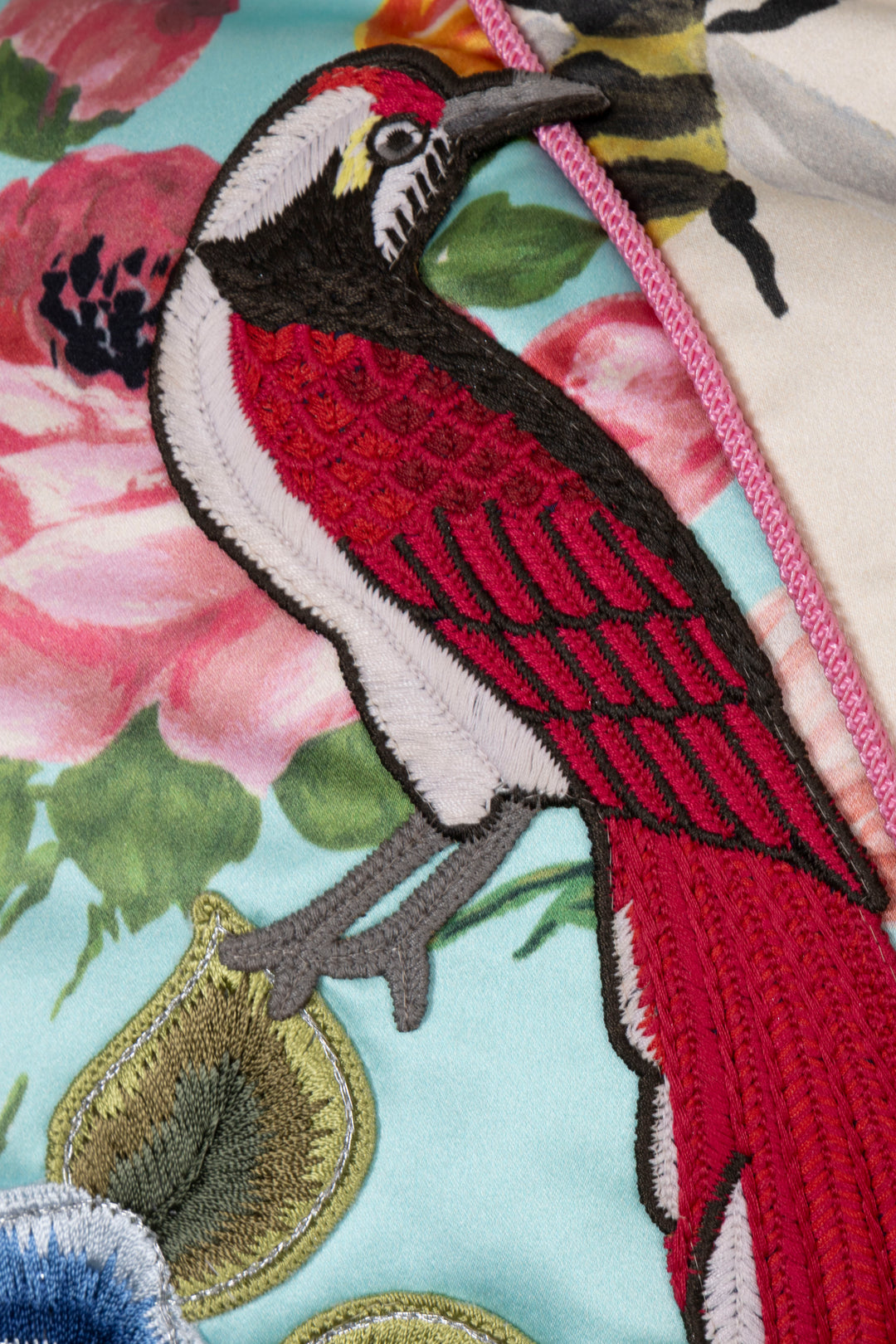 GUCCI 2017 Butterfly Embroidered Bomber Jacket Satin Blue