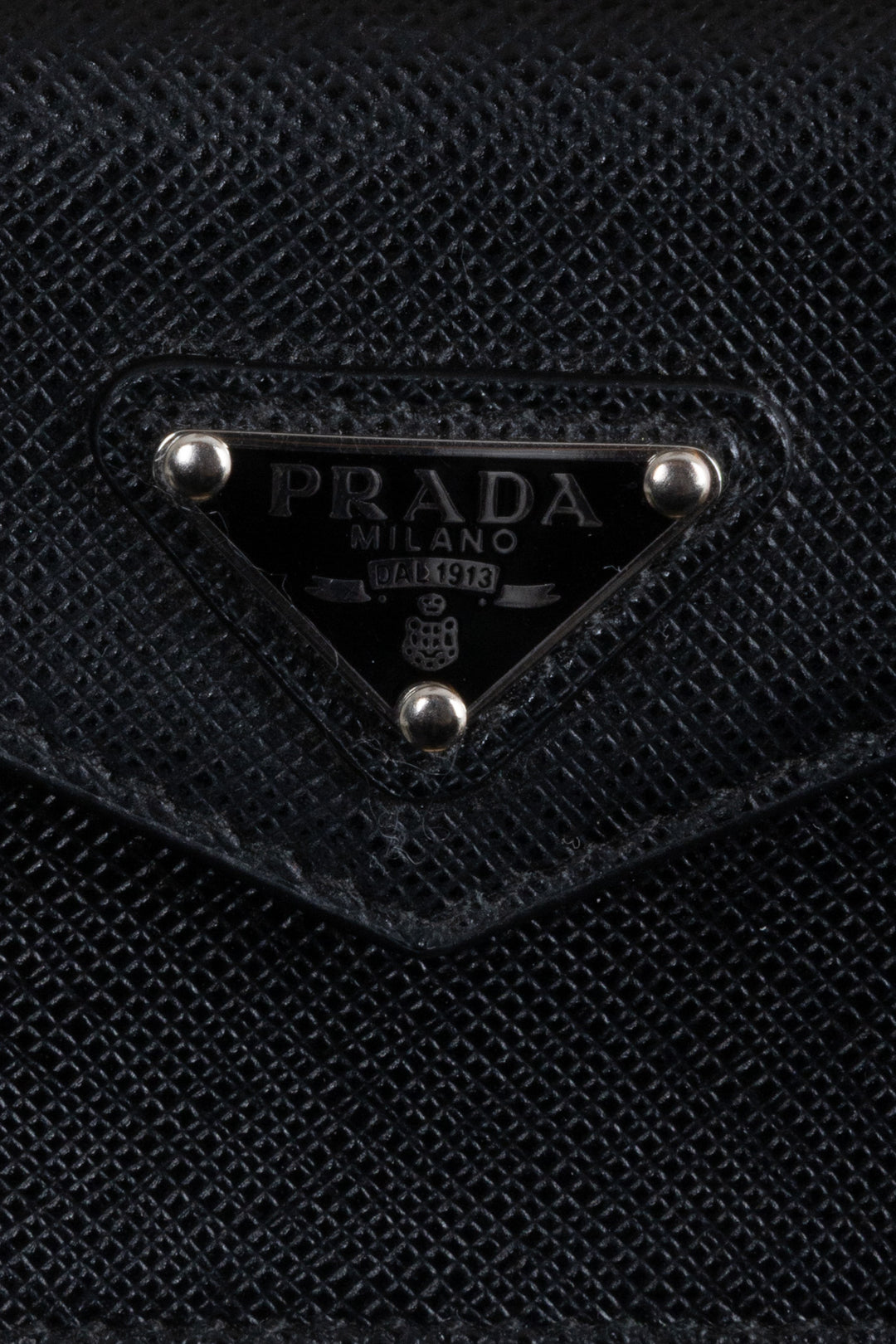 PRADA Triangle Crossbody Card Holder Saffiano Black