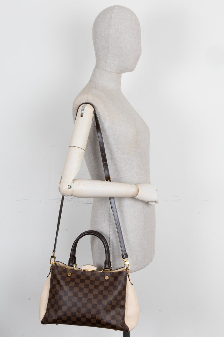 LOUIS VUITTON Brittany Satchel Canvas Damier Ebene
