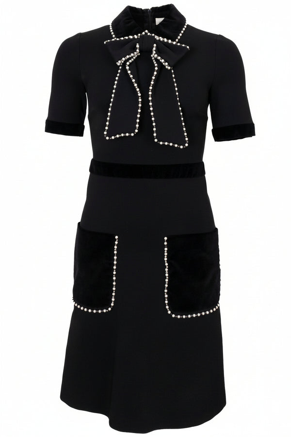 Robe GUCCI en jersey noir avec nœud perle