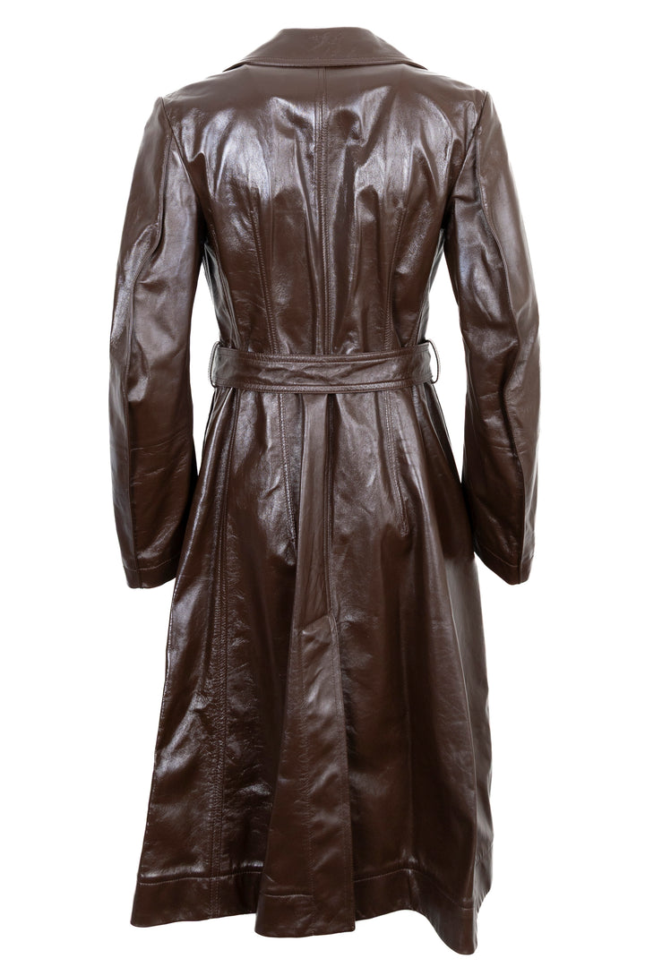 Bottega Veneta Belted Trench Coat in Leather, Brown