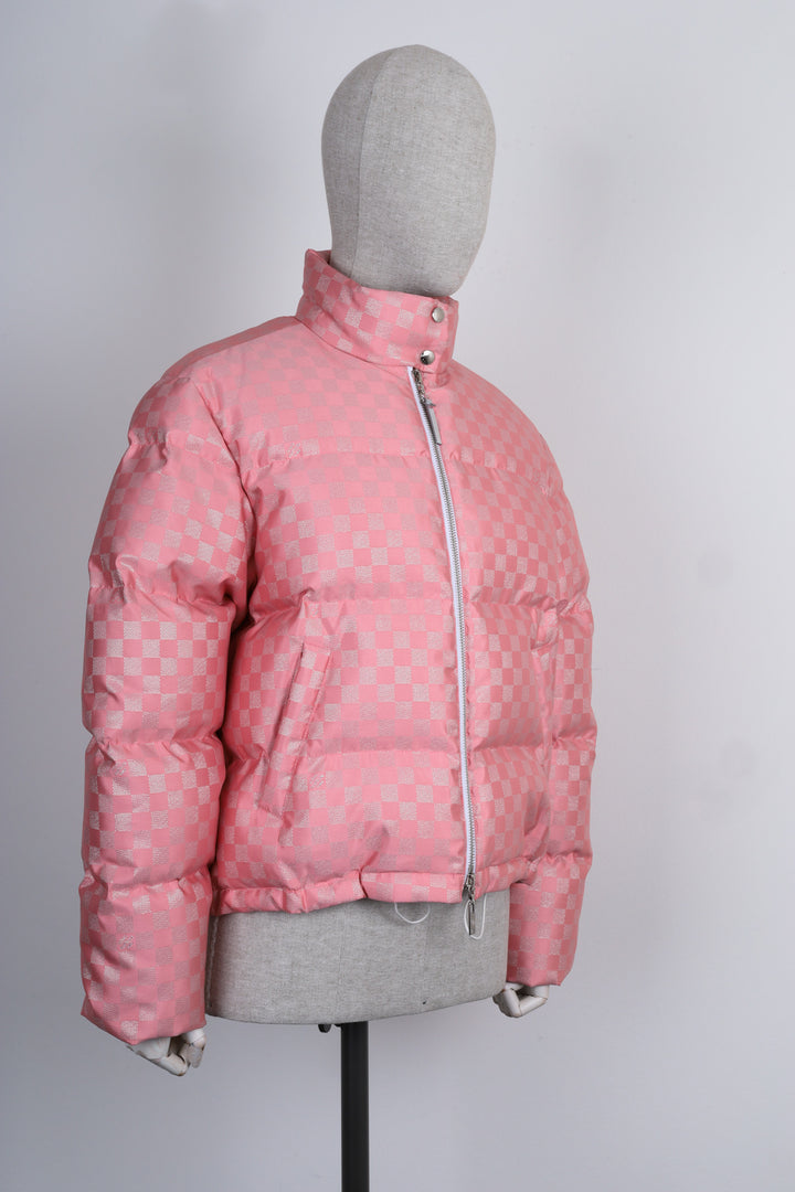 LOUIS VUITTON Damier Lurex Down Jacket Light Pink