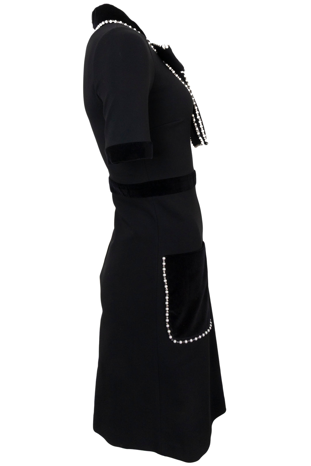 GUCCI Pearl Bow Jersey Dress Black