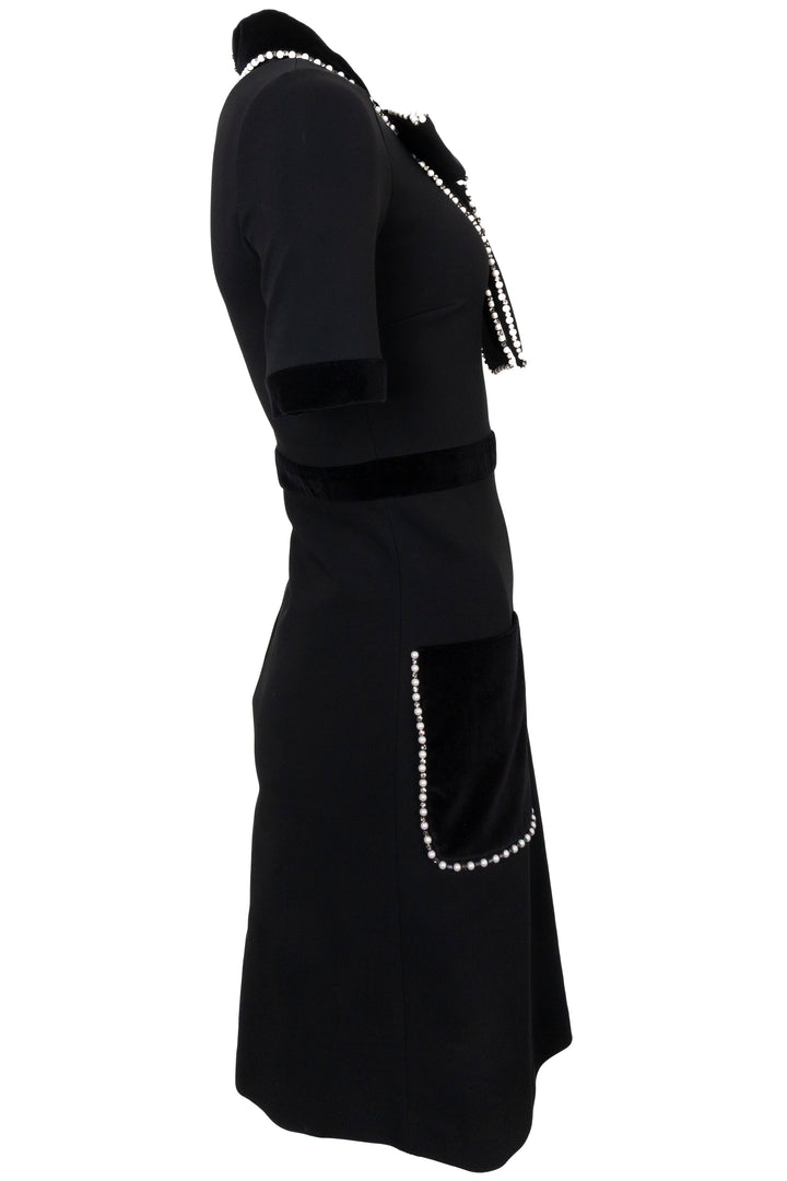 GUCCI Pearl Bow Jersey Dress Black