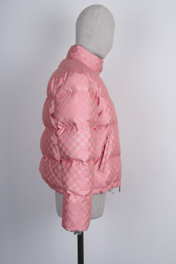 LOUIS VUITTON Damier Lurex Down Jacket Light Pink