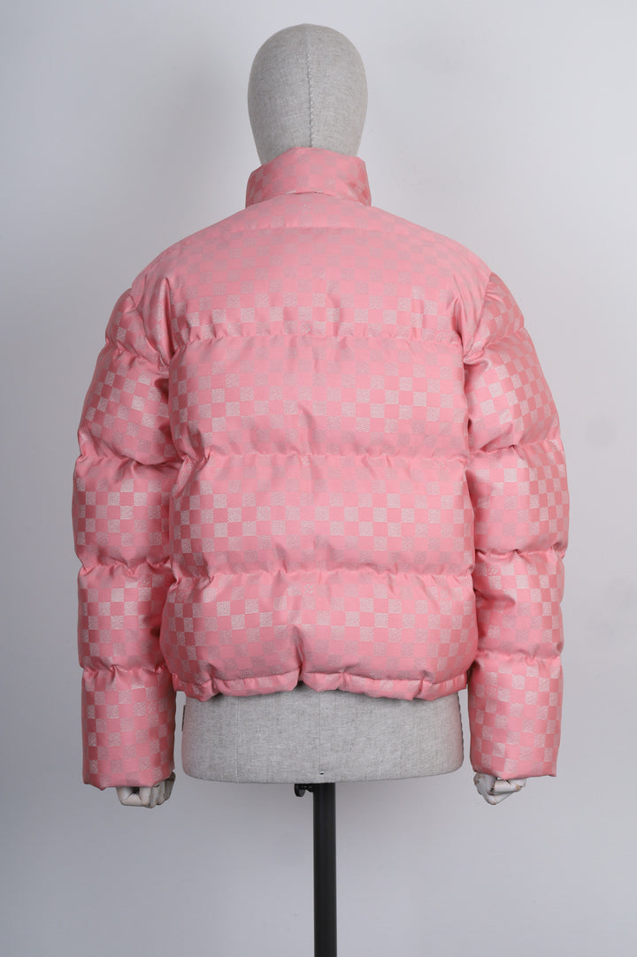 LOUIS VUITTON Damier Lurex Down Jacket Light Pink