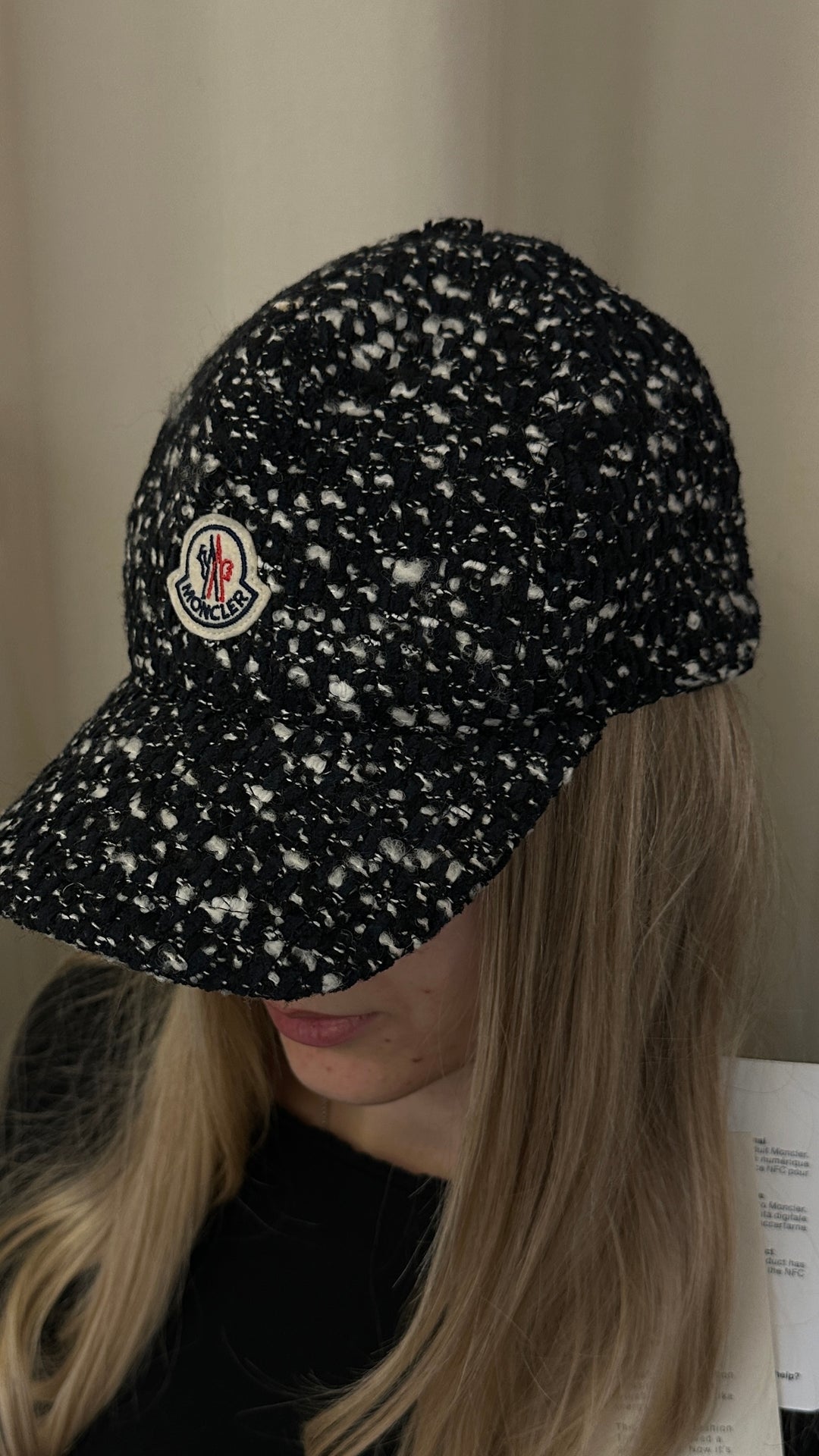 MONCLER Tweed Cap Navy White