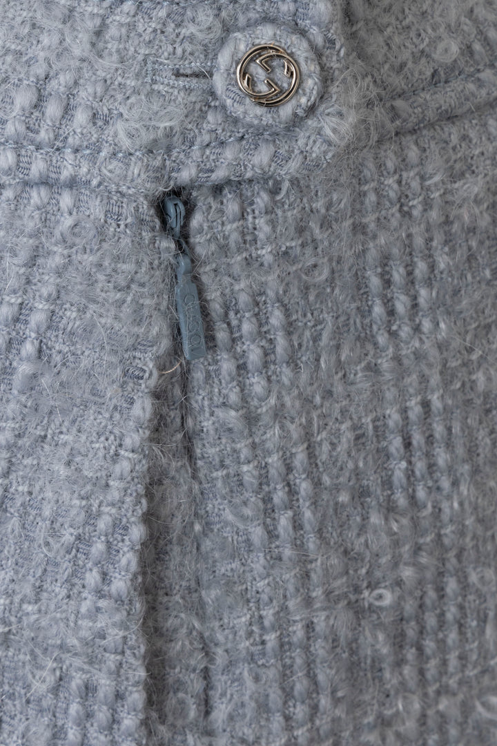 Mini-jupe GUCCI en tweed de laine bleu