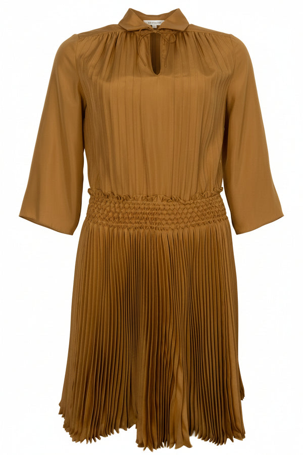 Robe plissée en soie et or CHRISTIAN DIOR