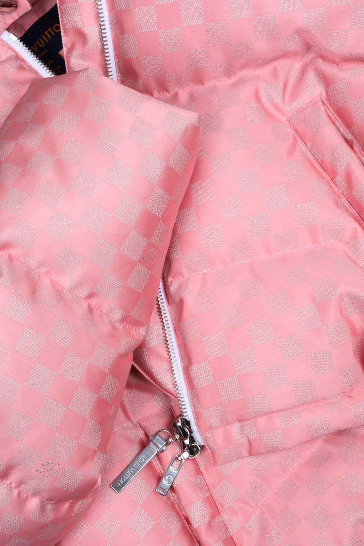 LOUIS VUITTON Damier Lurex Down Jacket Light Pink