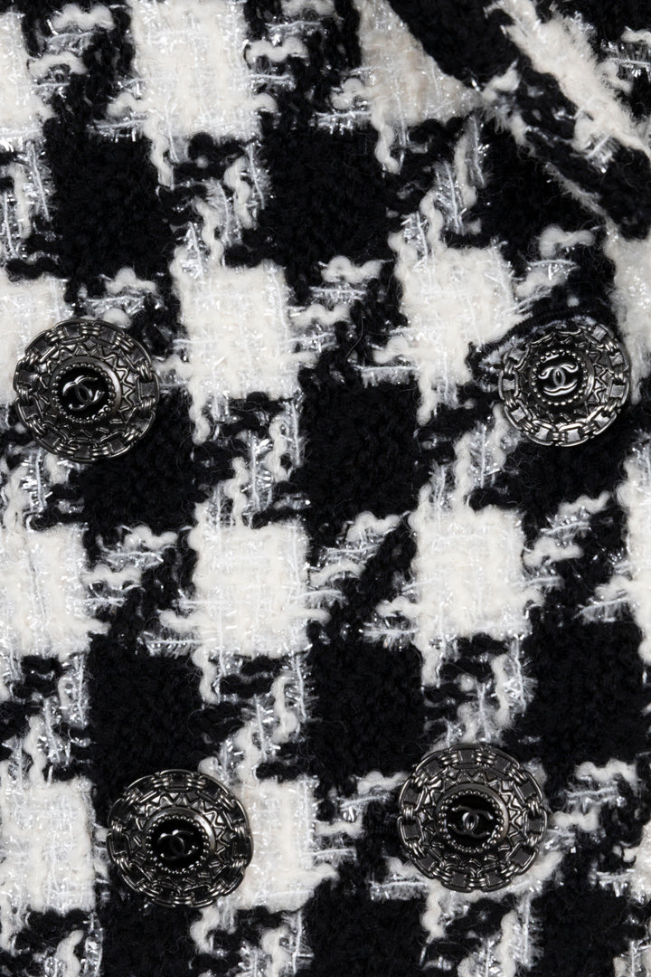 CHANEL 2019 Cropped Double Breasted Jacket Tweed Black