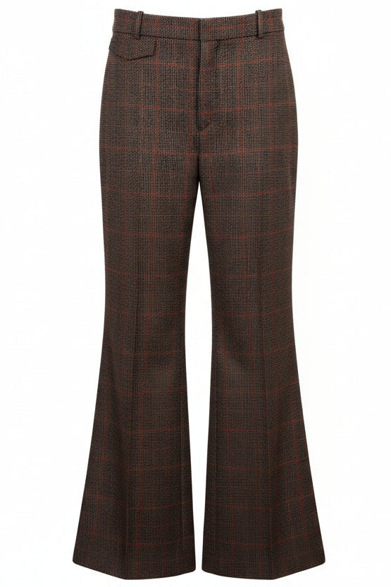 CHLOÉ Tailored Checked Pants Wool Brown