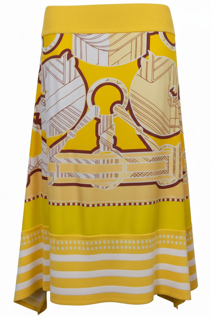 HERMÈS Silk Carré Skirt Yellow